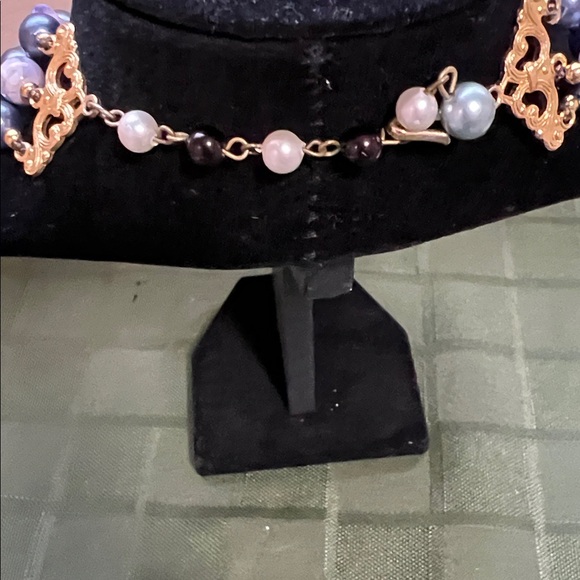 Vintage Elegant Multi-Strand Purple and Blue Necklace - Picture 5 of 8